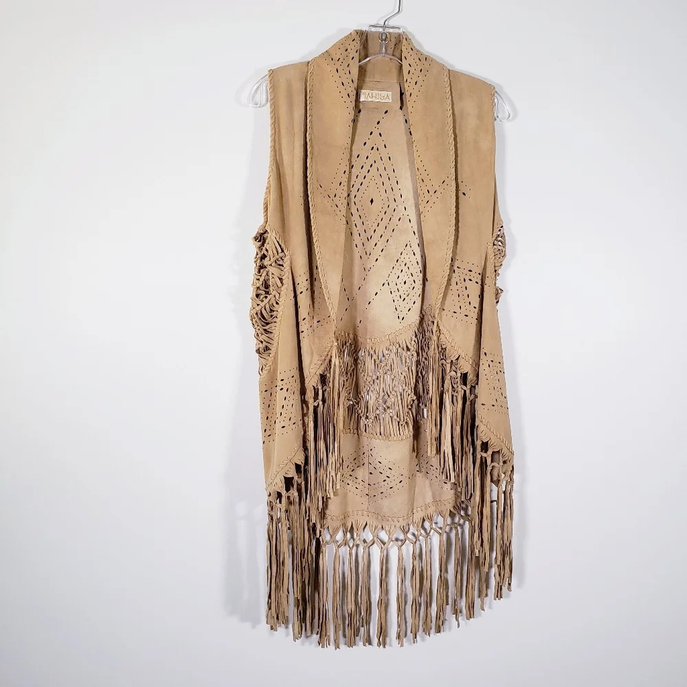 Mahiya Nomad Suede Fringe Vest Tan - Picture 13 of 17